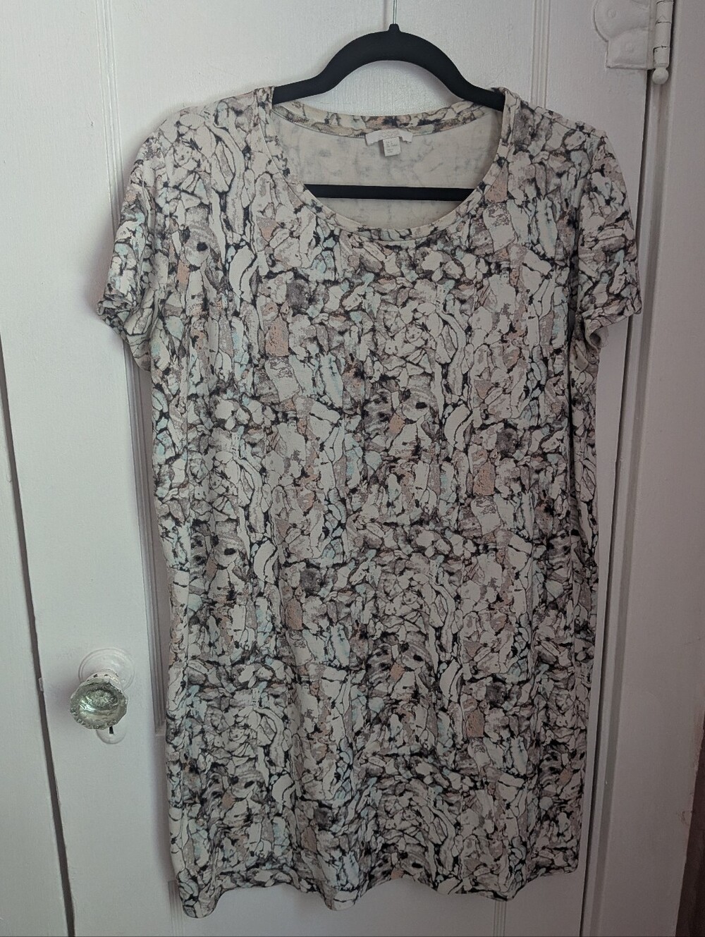 COS Abstract Marble Print Short Sleeve Mini T-Shirt Dress - Size M